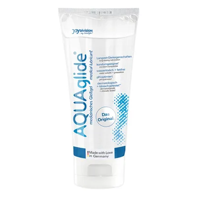Comparatif lubrifiant : Joydivision Aquaglide lubrifiant 200 ml sur fond blanc